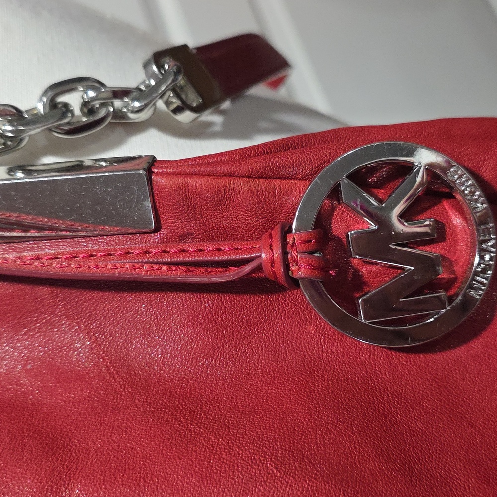 Michael Kors Cherry Red Shoulder Bag/cross Body Strap Vintage - Picture 2 of 15